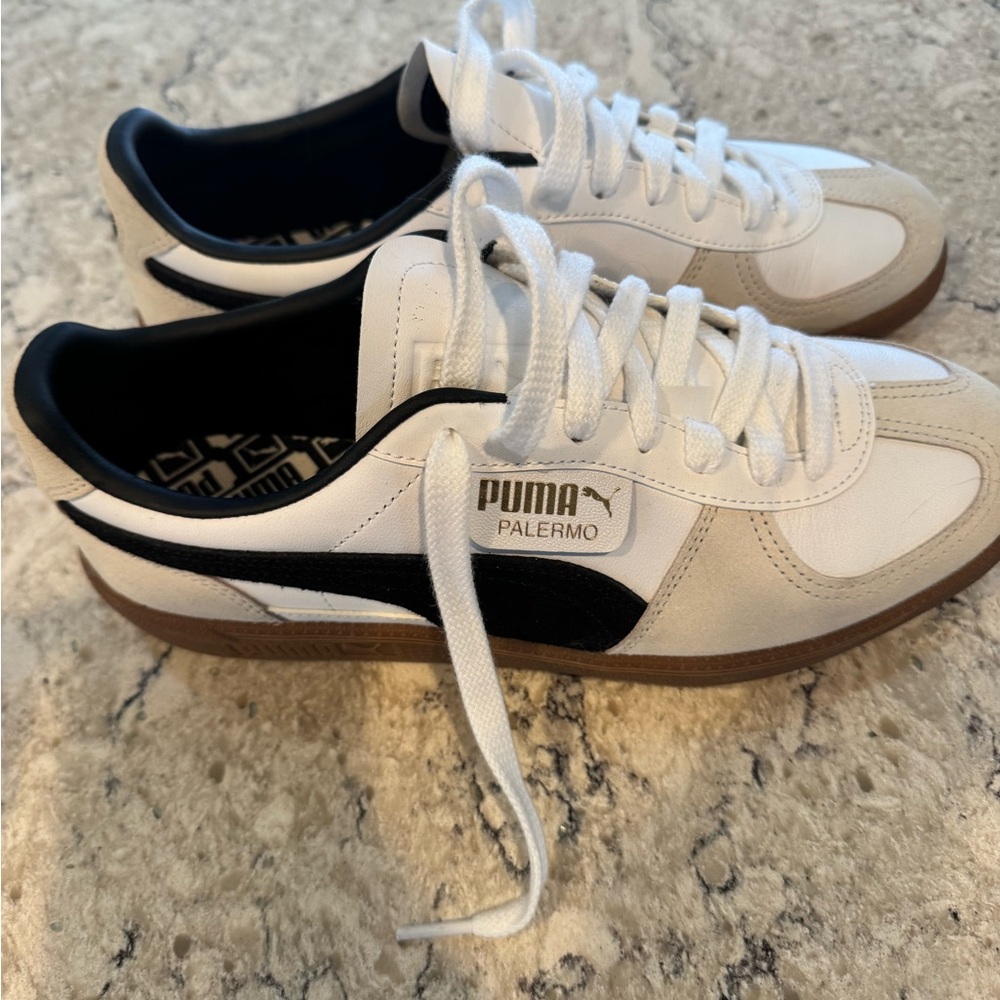 Puma Palermo White and Black Sneakers